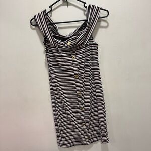 Striped Sleeveless Button-Down Dress
